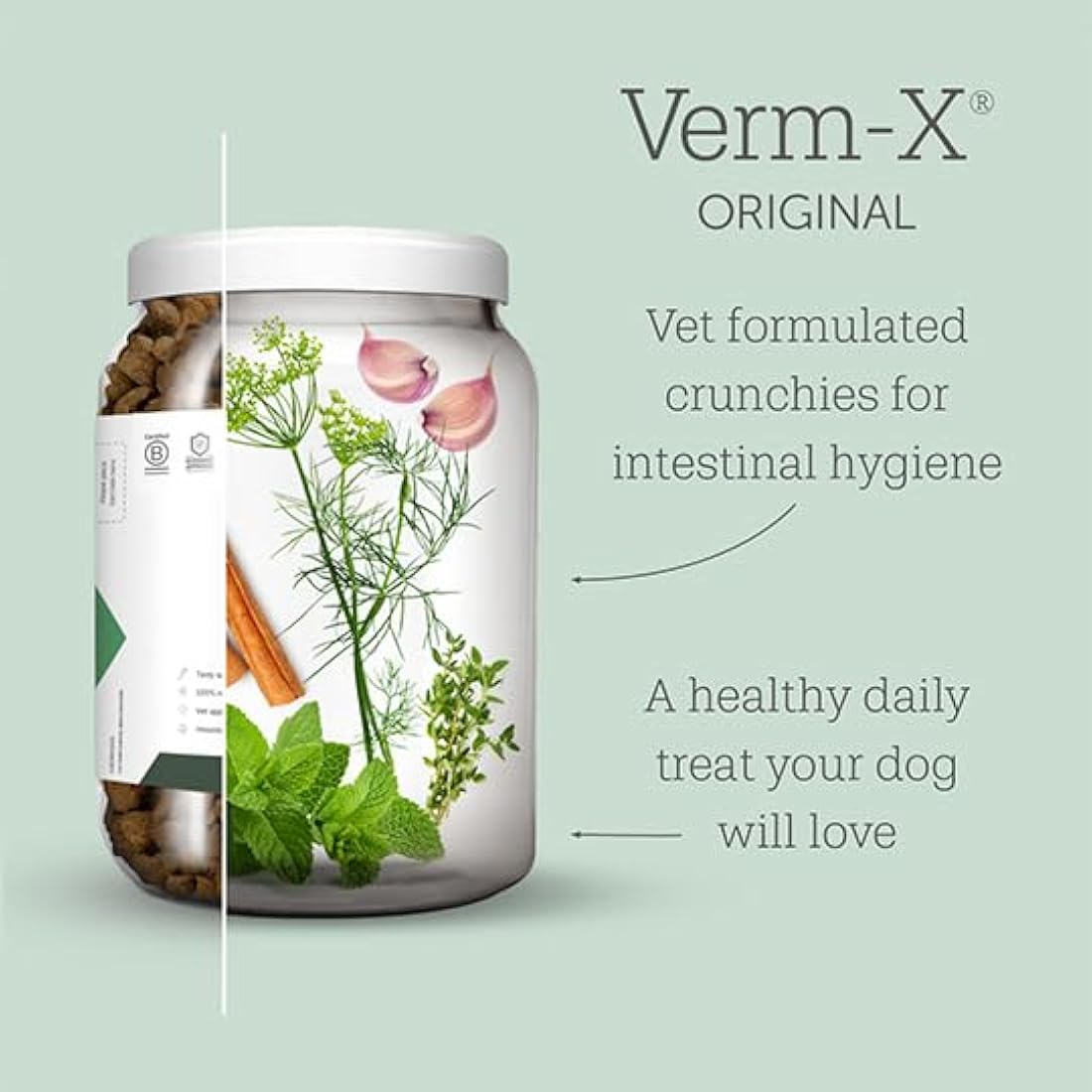 Verm-X All Natural Treats for Dogs. Supports Intestinal Hygiene. Vet Approved. UFAS Assured. Restores and Maintains Gut Vitality. Wormwood Free Recipe.