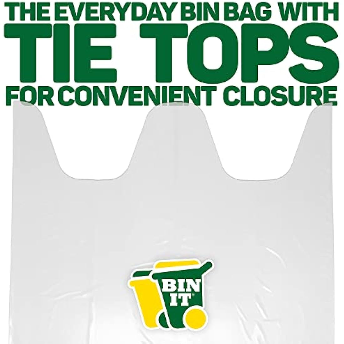 BIN IT 40 Clear Large 70L Strong & Secure, Tie Top, Recycling Sacks, Bin Bags, Bin Liners, Refuse Sacks, Recycled, Tear Resistant, 120 Gauge - 30 μm, Perfect for Everyday Use