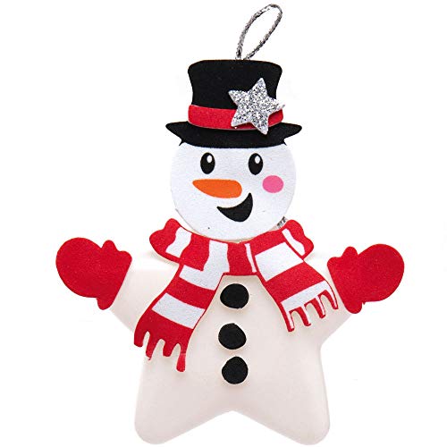 Baker Ross Snowman Star Bauble Kits – Pack of 6, Make Your Own Christmas Bauble Decoration, Christmas Decoration Craft Kit (AX514)