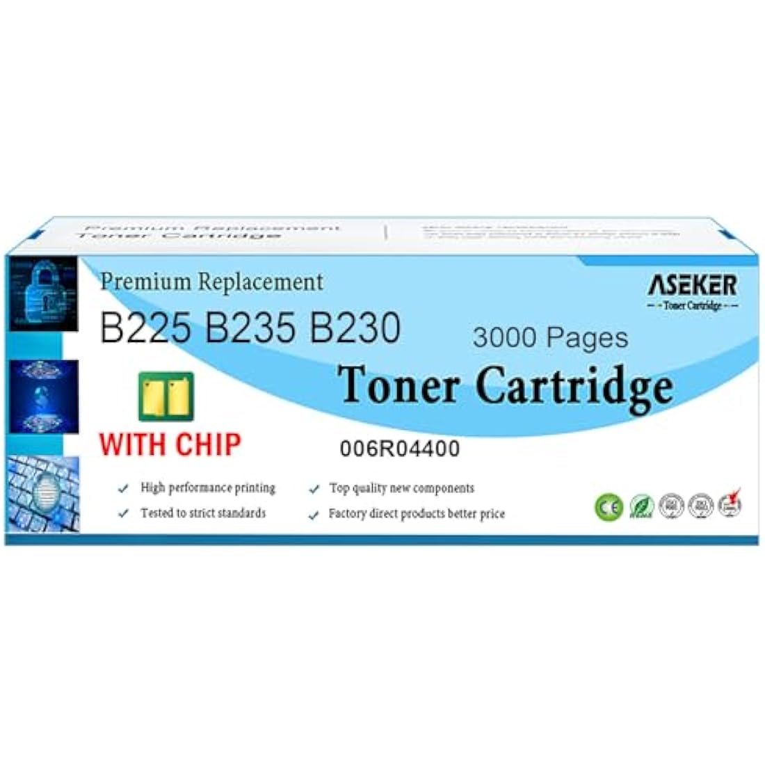 ASEKER B230 B225 B235 Toner Cartridge 006R04400 Remanufactured with New Chip for Xerox B230dni B225dni B235dni Printers High Capacity 3000 Pages Replace 006R04499