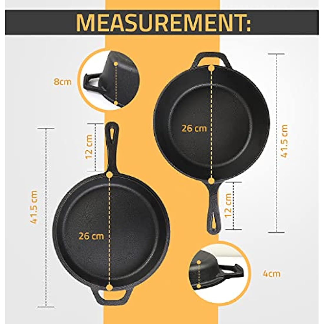 KICHLY 3.0L,3.2 Quart Pre Seasoned Cast Iron Combo Cooker Dutch Oven with Lid, 10.25 Inch, 26 cm Dual Function Skillet Pot with lid, Cast Iron Casserole Dish with Lid