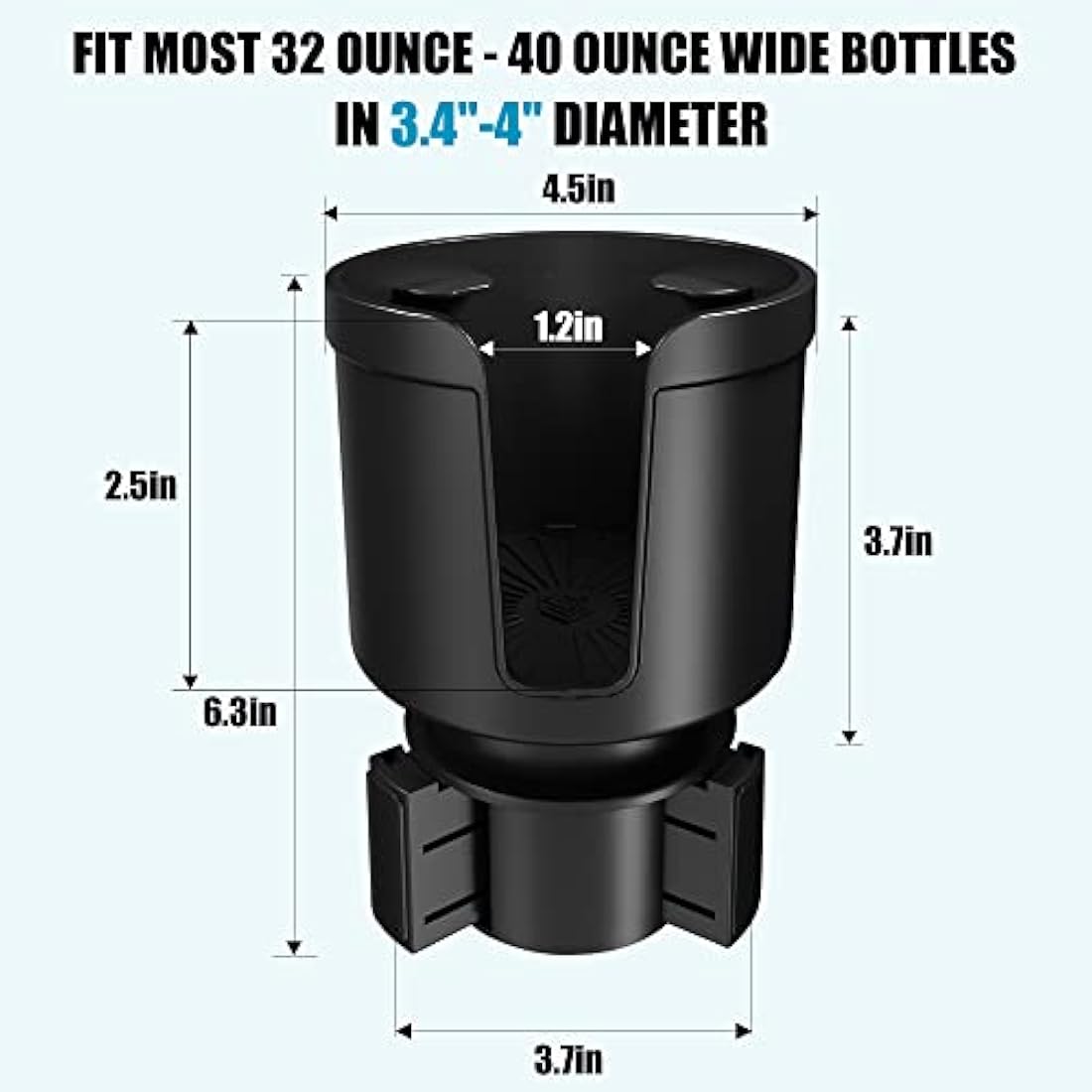Seven Sparta Upgraded Car Cup Holder Expander Adapter with Offset Adjustable Base, Compatible with Yeti 14/24/36/46oz Ramblers, Hydro Flasks 32/40oz, Other Large Bottles Mugs in 3.4''-4.0'' (2)