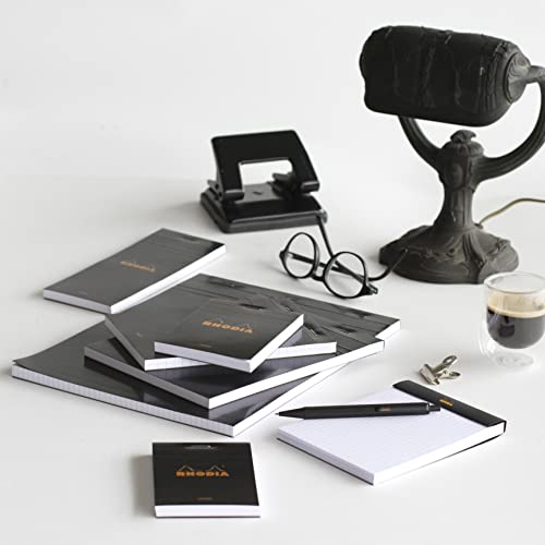 RHODIA 166009C - Stapled Notepad N°16 Black - A5 - Lined - 80 Detachable Sheets - White Clairefontaine Paper 80 g/m² - Coated Card Cover - Pack of 10 pads