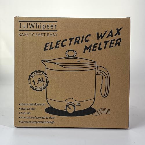 JULWHISPER Electric Wax Melting Pot, 1.8L Wax Melter for Candle Making Pouring Pot with Spout for Soap Making Pouring Pitcher Non-Stick Easy to Clean