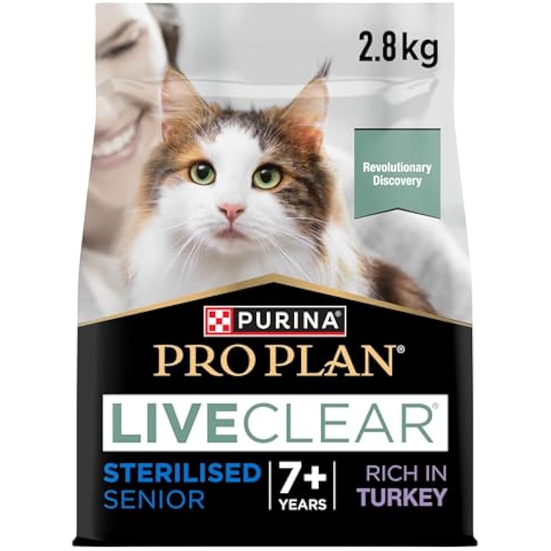 PRO PLAN® LIVECLEAR® Senior 7+ STERILISED Rich in Turkey Dry Cat Food 2.8kg, For Neutered Cats