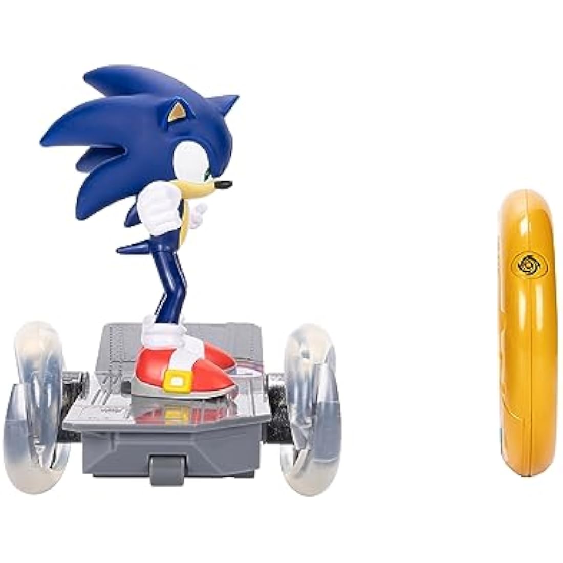 Sonic the Hedgehog Speed RC Vehicle, Includes 6” / 15cm Articulated Sonic Figure, RC Skateboard and Golden Ring Controller To Perform Tricks and Spins, Wheels Light Up With Turbo Mode