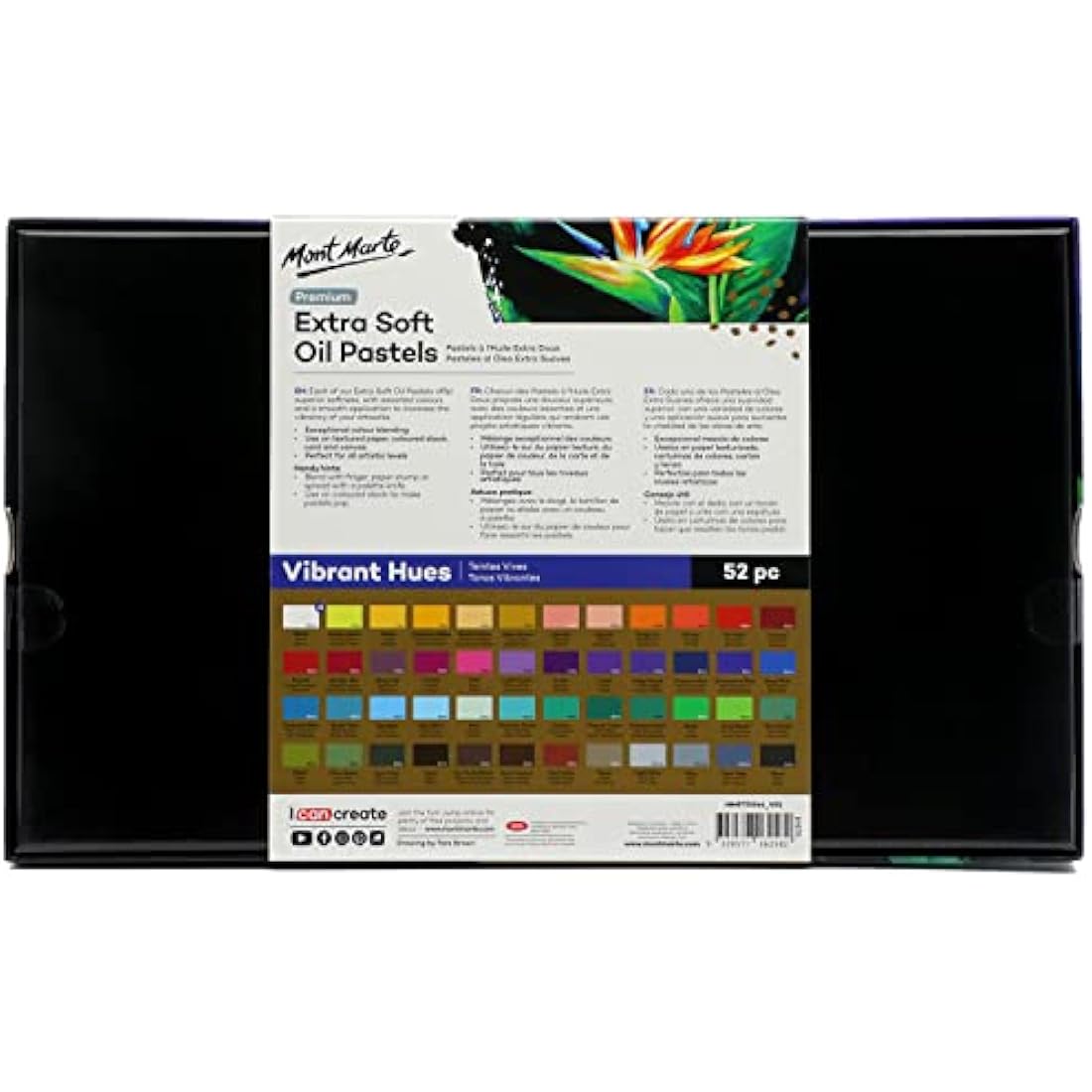 MONT MARTE Extra Soft Oil Pastels 52pc, Assorted Bright Colours, Vibrant and Buttery, Versatile Art Pastels for Blending, Layering & Shading, Ideal for Art, Craft, Colouring and Sketching