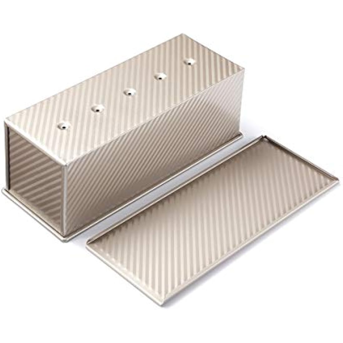 Monfish Pullman loaf pan Bread loaf tin w slidable lid allumiumed Steel 1000g Dough champgne Gold Non-Stick 34 x13.5X 12cm