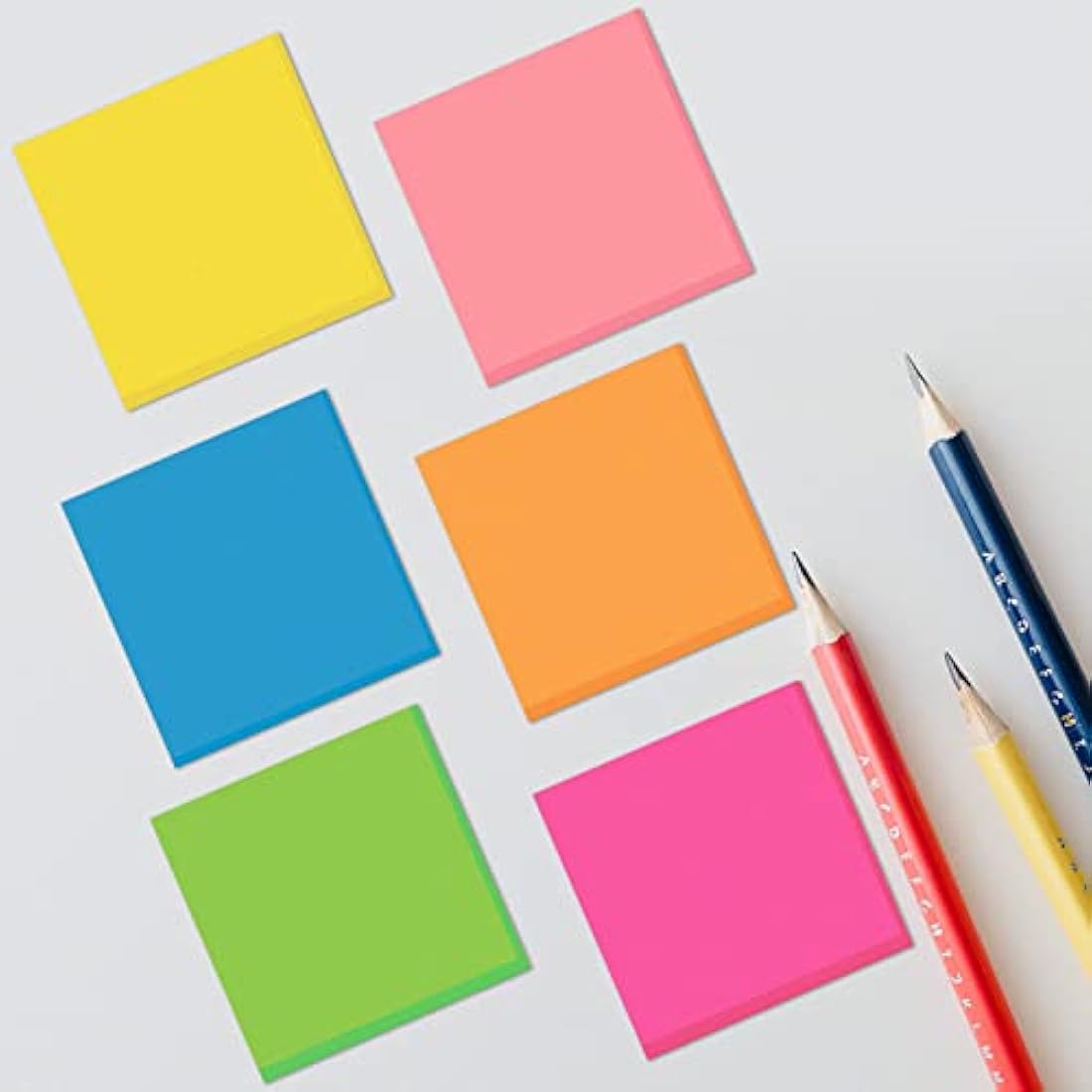 ZCZN 48 Pads Sticky Notes, 76 x 76 mm, 100 Sheets/Pad, 6 Bright Colours Self-Stick Note Pads for Reminders, Value Pack