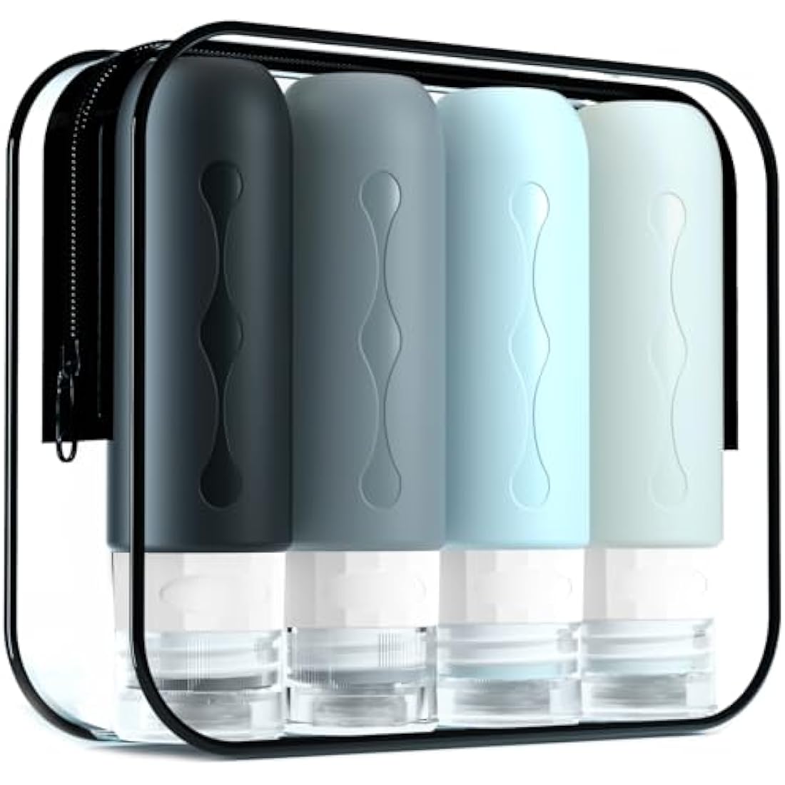 Gemice Silicone Travel Bottle, 4 Pack Portable Travel Containers Set LeakProof Refillable Squeezable for Lotion Liquid Shampoos, Soap and Toiletries (90ml)