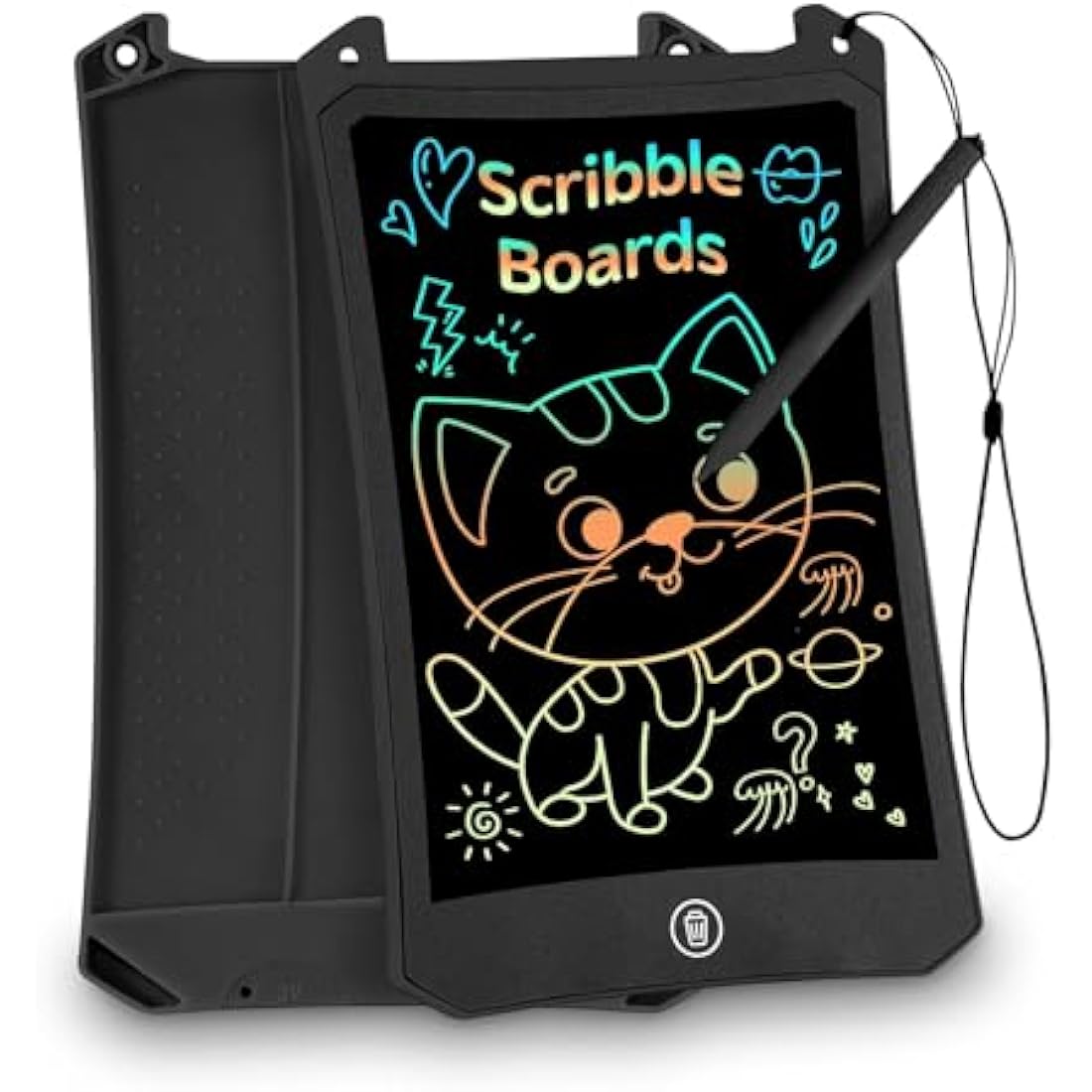 PINKCAT 8.5in LCD Writing Tablet - Colorful Screen Doodle Scribbler Pad Drawing Board Learning Educational Toys - Gift for Kids 3-6 7 8 9 Years Old Girl Boy (8.5in, Black)