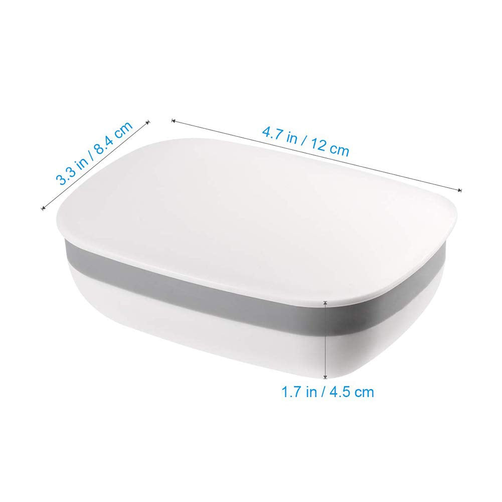 Queta 2 x Plastic Soap Dish Soap Box for Bathroom Travel Hiking Camping with 2 Sisal Soap Bags (White)