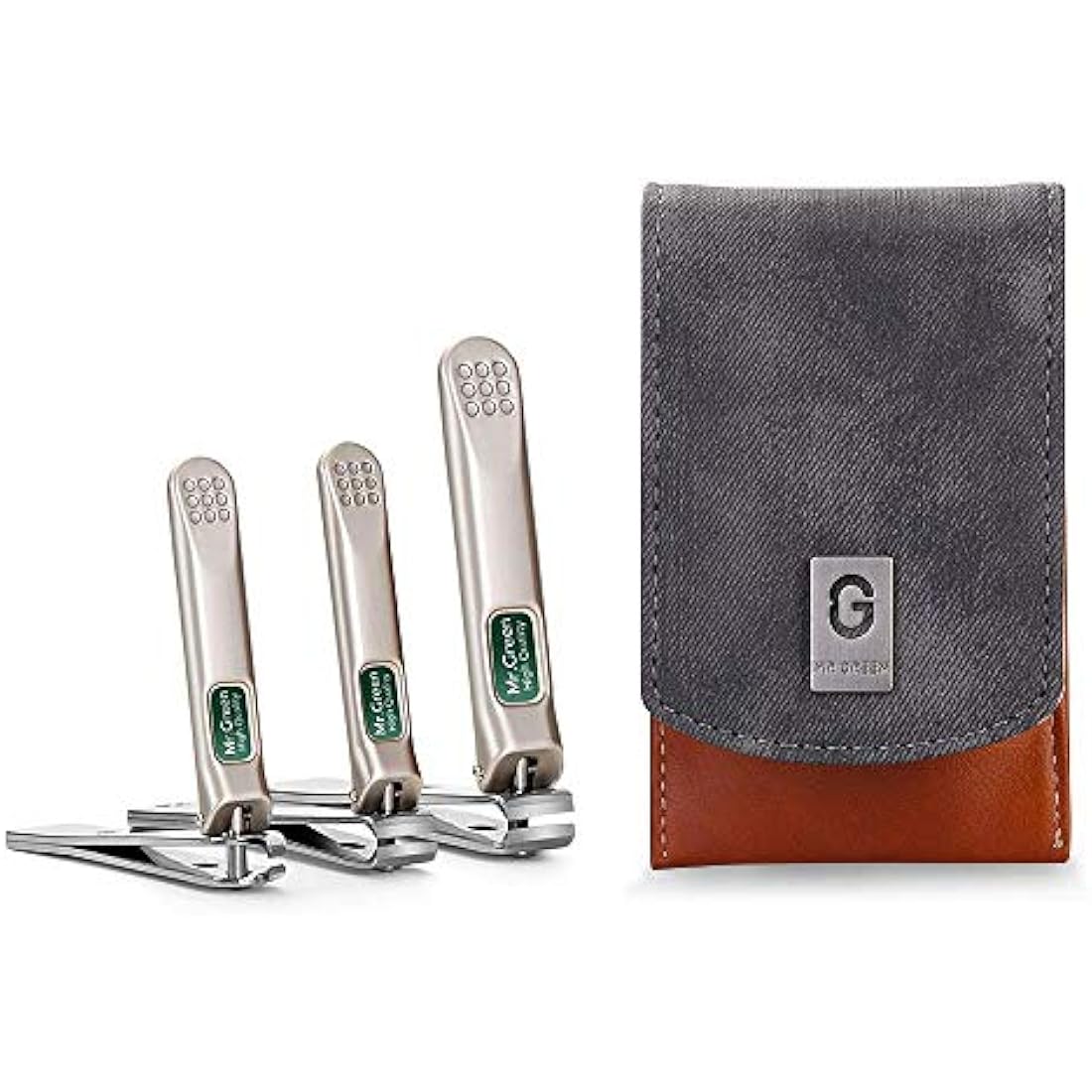 MR.GREEN Manicure Pedicure Sets, 3 Pcs Nail Clippers Set, German Premium Stainless Steel Nail Clippers Kit with High-end Leather Case, Professional Fingernail & Toe Nail Clippers for Men and Women