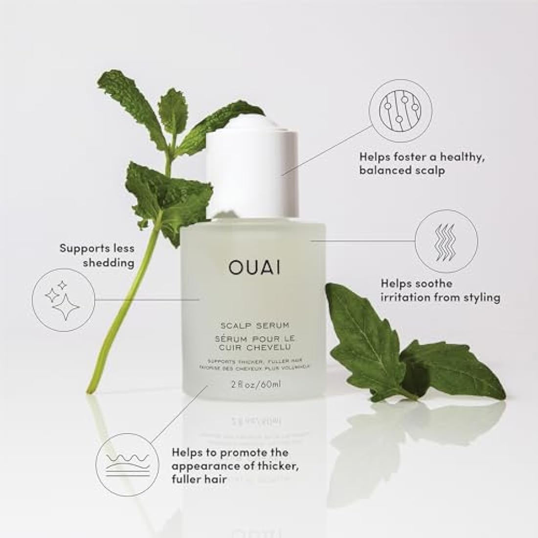 OUAI Scalp Serum - Hair Serum with Red Clover Extract, Siberian Ginseng and Peptides for Thicker and Fuller-Looking Hair - Paraben, Phthalate and Sulfate Free Scalp Care - 60ml