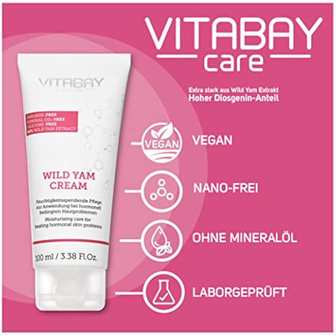 Wild Yams Cream extra strong 100ml - 80% yam root extract - 64% diosgenin - for hormone fluctuations