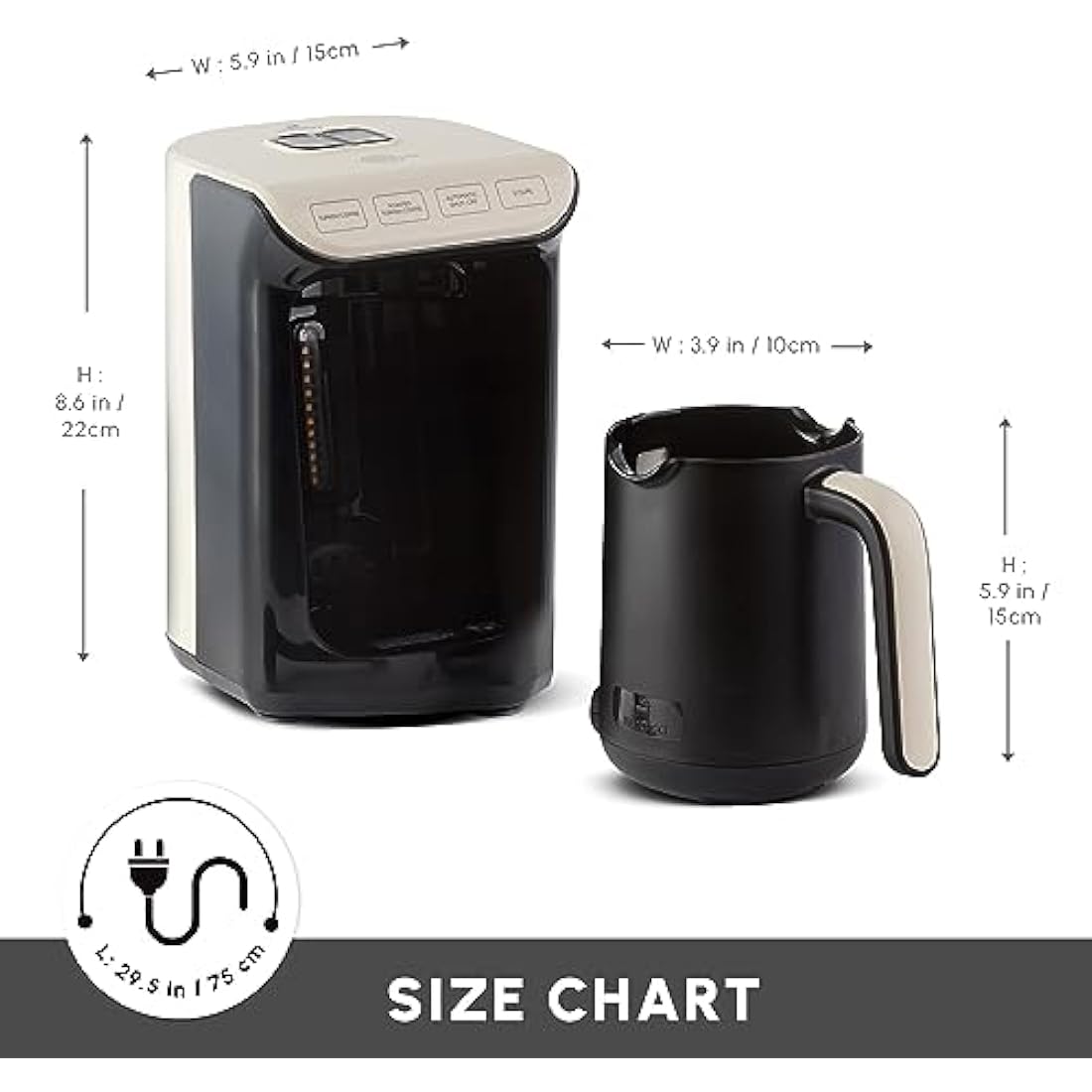 KARACA Hatır Köz Turkish Coffee Machine for 5 People, 535W, Fully Automatic, Simple & Traditional Turkish Coffee Maker, Cream