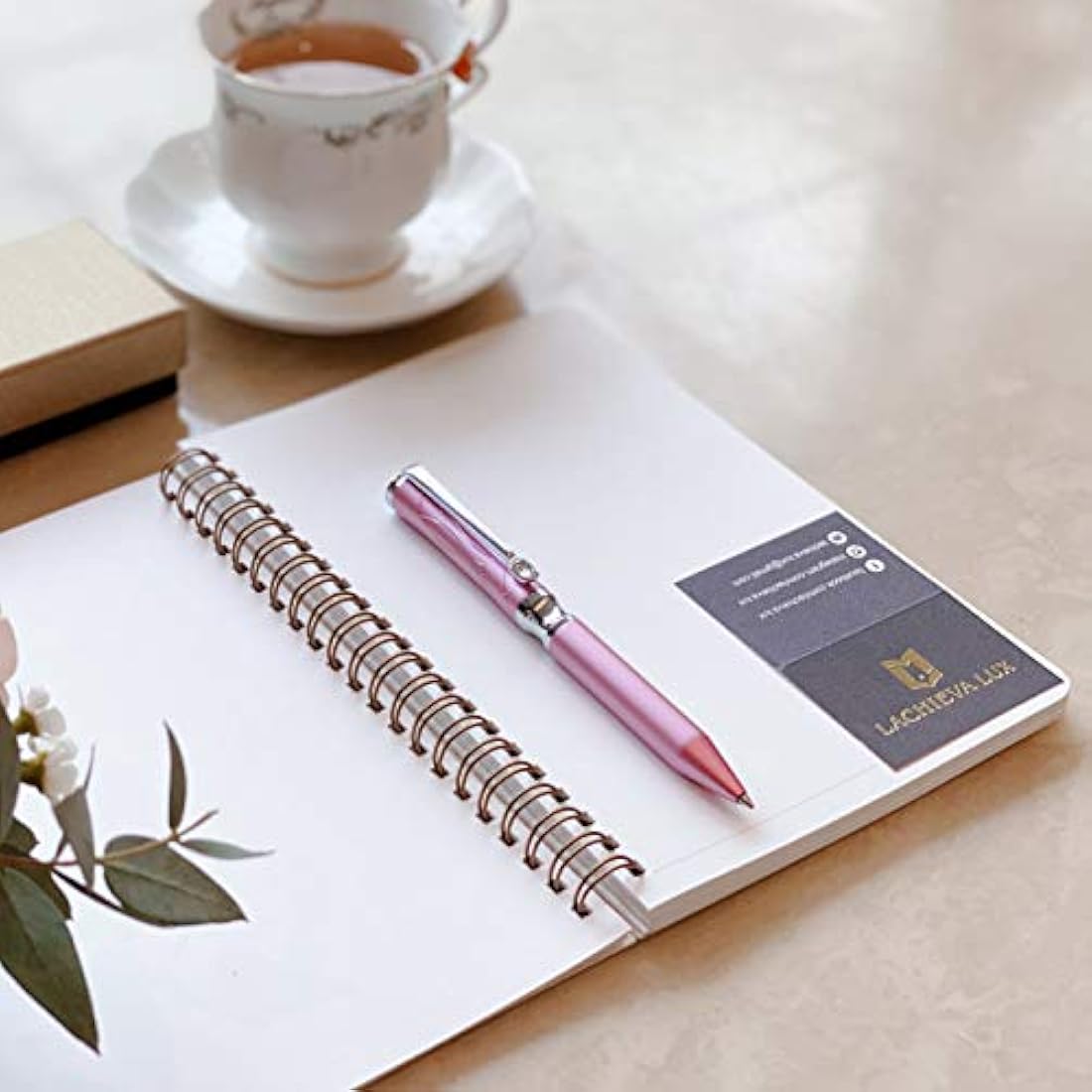 LACHIEVA LUX Nice Elegant Crystal Executive Metal Ballpoint Pen with German-made Refills, Luxury High end Writing Instruments for women-Barbie pink