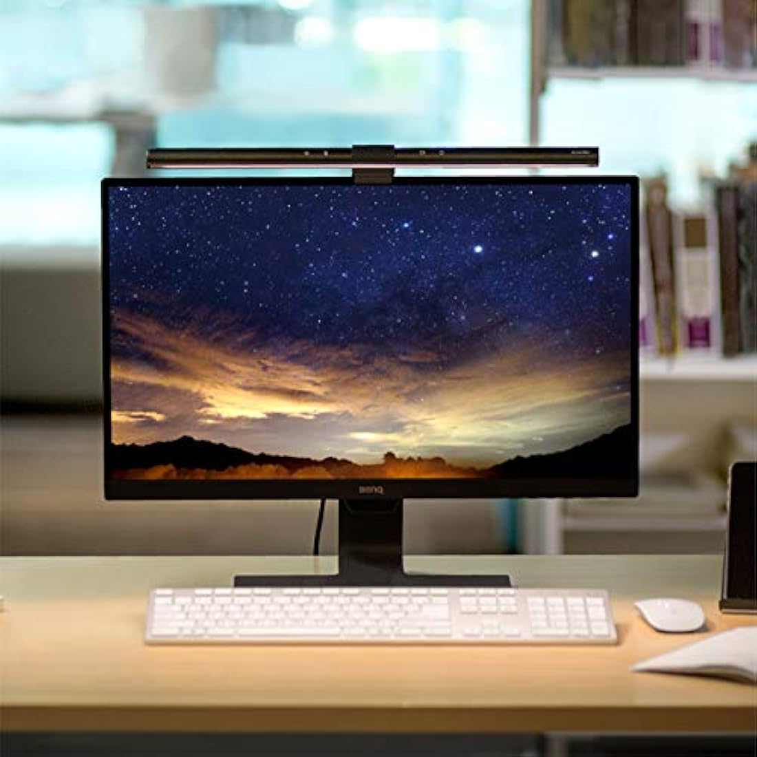 BenQ ScreenBar Monitor Light LED Light Bar with Auto Dimming, Stepless Hue Adjustment & Touch Control, Space Saving Home Office Lamp, Eye Caring, No Screen Glare, Matte Black Daylight LED Lamp