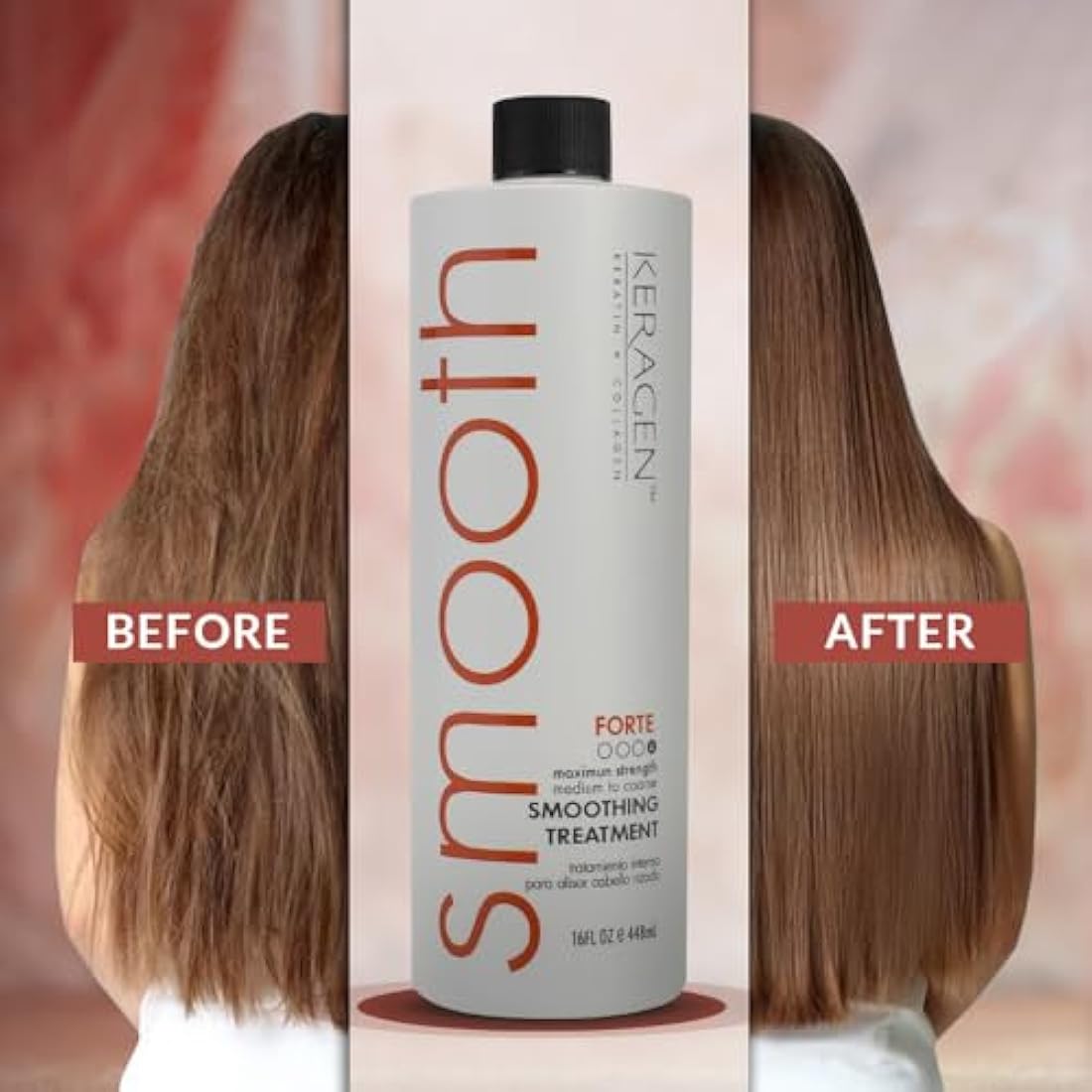 Keragen Brazilian Keratin Hair Smoothing Treatment - Blowout Straightening System - Forte 16oz