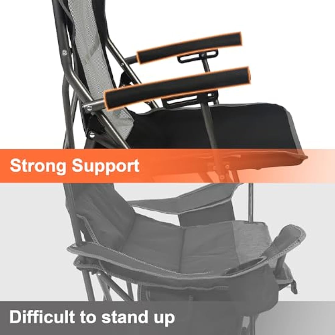 LANMOUNTAIN Camping Chair with Padded Hard Armrest,Cup Holder,Heavy Duty for Adults,Mesh Backrest,Portable Lawn Lightweight Outdoor Camp Chair,Support up to 400lbs