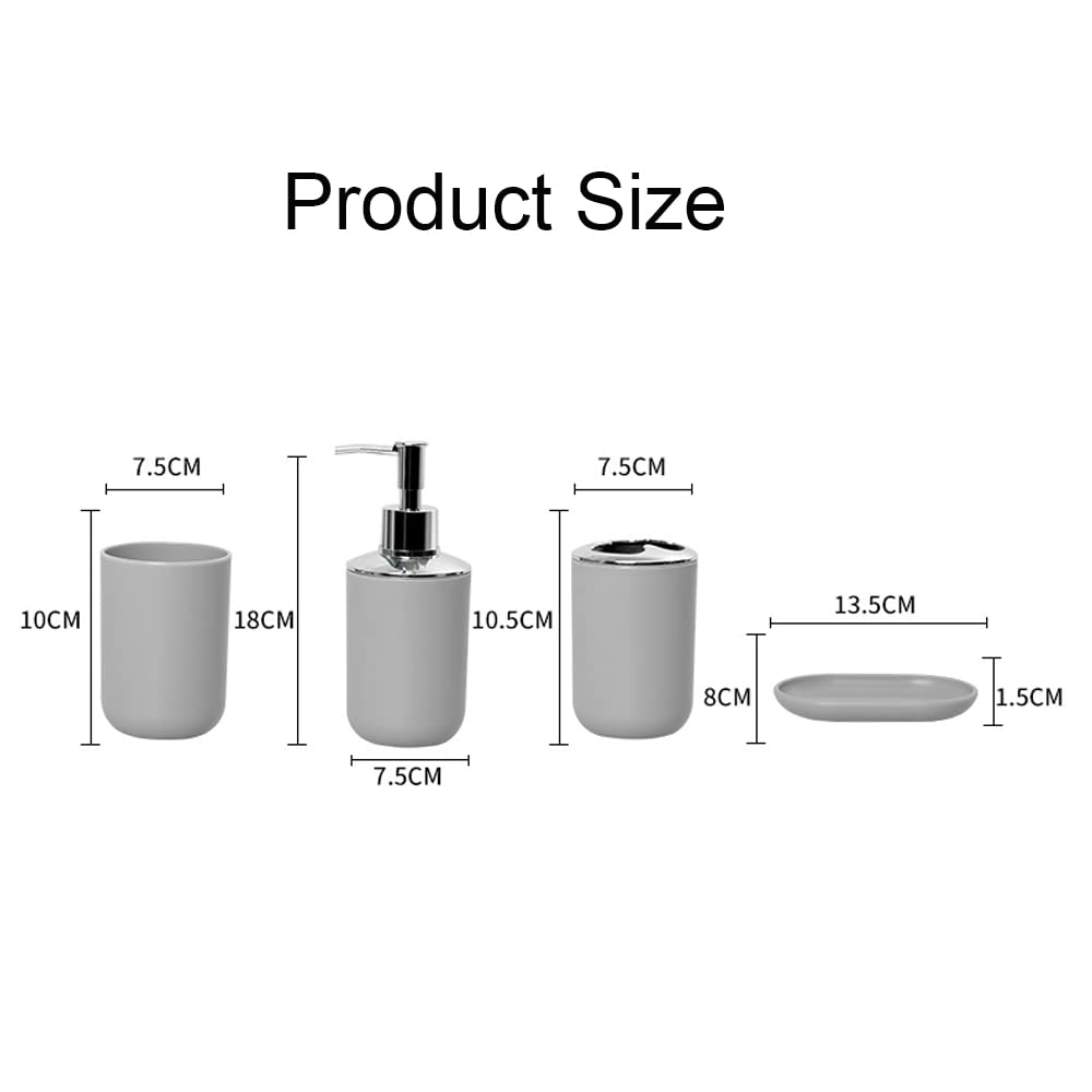 Hosoncovy 4 Pieces Bathroom Accessory Set with Soap Dispenser, Bathroom Cup, Soap Dish ，Toothbrush and Toothpaste Holder (Pink)