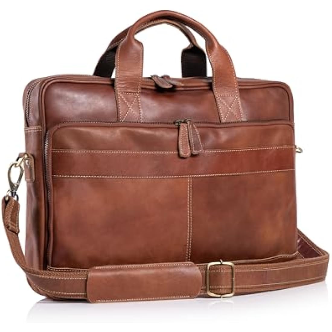 KomalC 16 Inch Leather briefcases Laptop Messenger Bags for Men and Women Best Office Satchel Bag