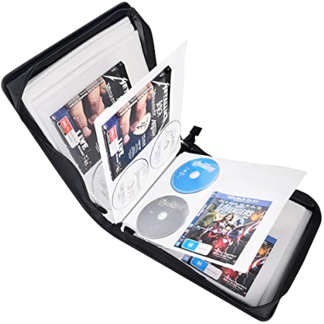 LIOVODE DVD Case 200 DVDs and 100 Booklets Capacity, Storage CDs with Booklet Inserts Media Organizer Holder Black CD Wallet for Home and Car