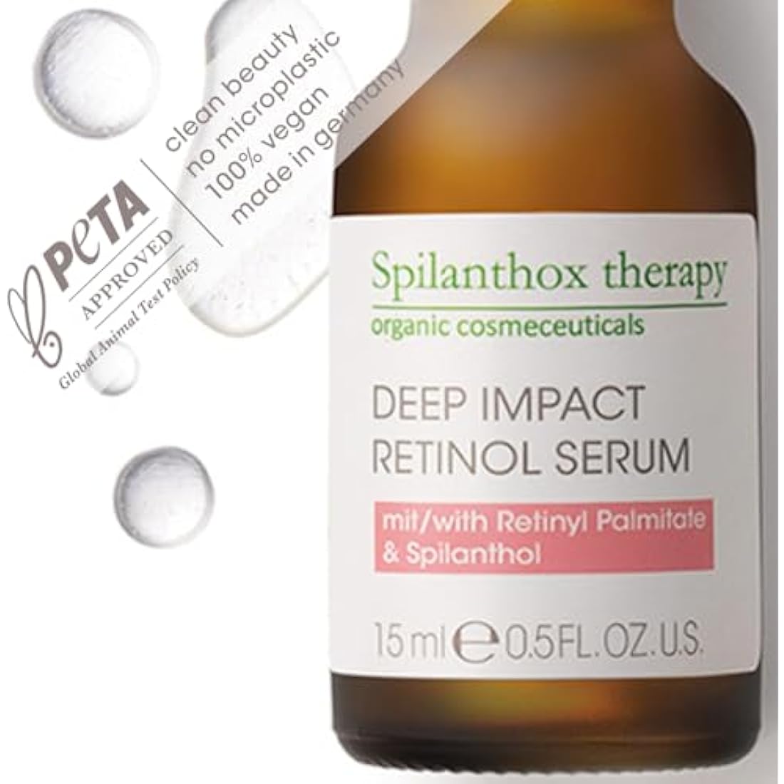 Spilanthox therapy - Deep Impact Retinol Serum - Anti-Ageing Facial Serum - Facial Care for Wrinkle Reduction - Spilanthol & Hyaluronic Acid - Vegan Natural Cosmetics - 15ml