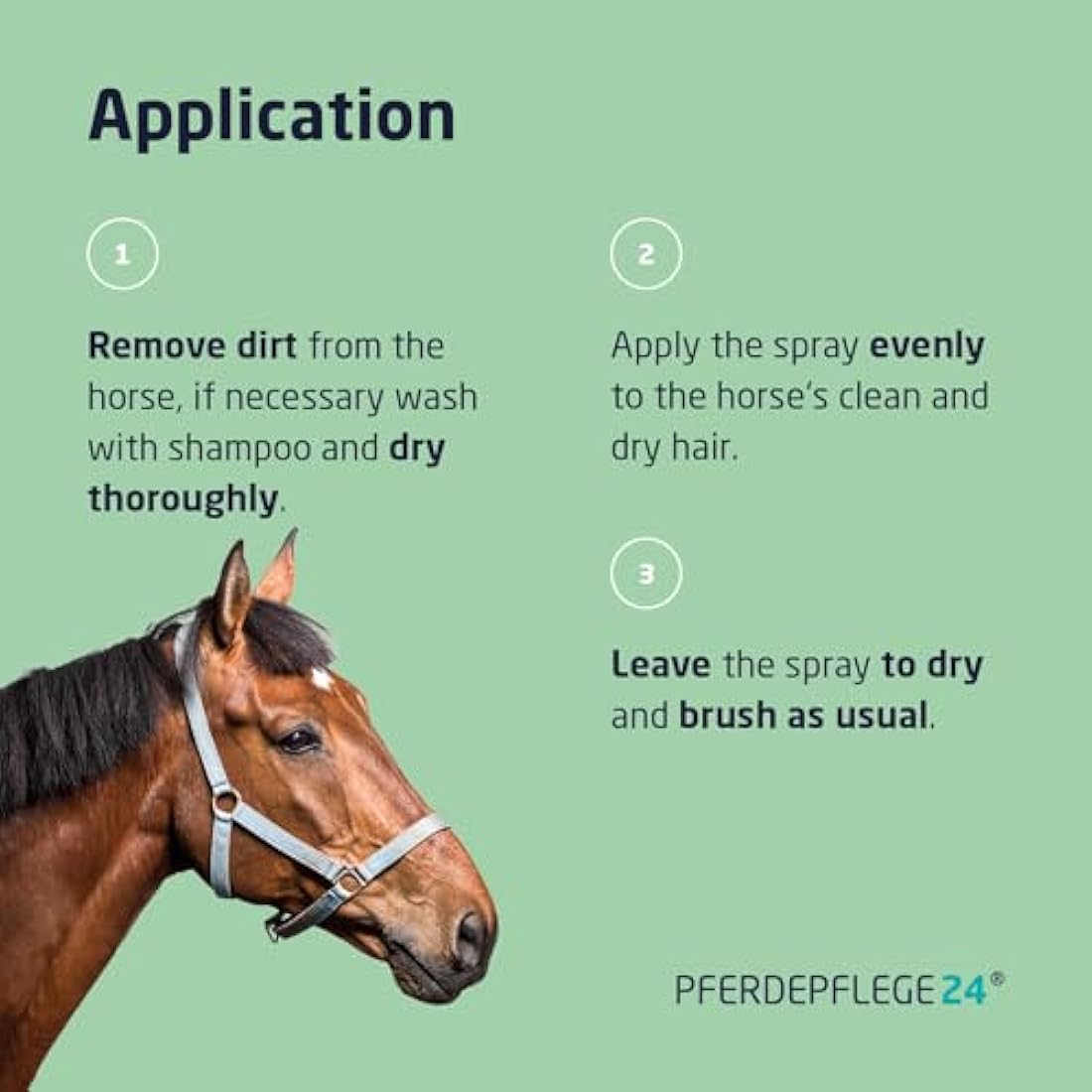 PFERDEPFLEGE24 Mane and Tail Detangler Spray for Horses - Brilliant Shine, Untangles & Conditions Hair - Non-Sticky & Long-Lasting Mane and Tail Spray - Dirt Repellent Horse Grooming - 2500ml