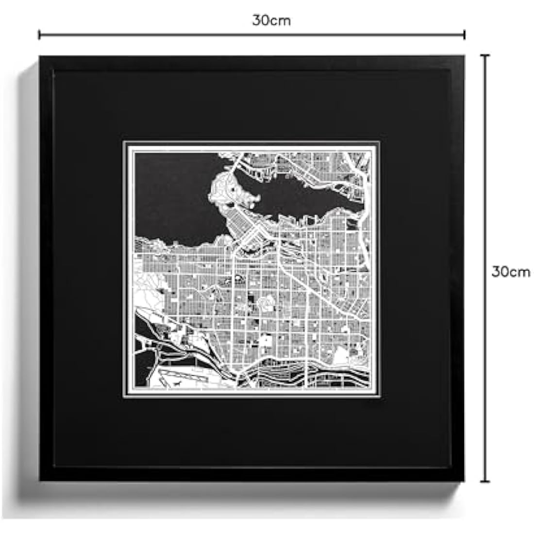 Vancouver Paper Cut Map White 30x30 cm Paper Art