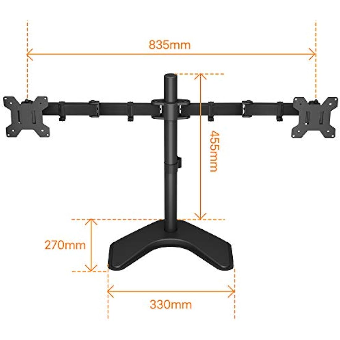 BONTEC Double Twin Arm Desk Mount for 13-27 inch LCD LED Monitor Screens, Ergonomic Tilt, Swivel & Rotate Dual Monitor Stand, VESA Dimensions: 75x75-100x100mm