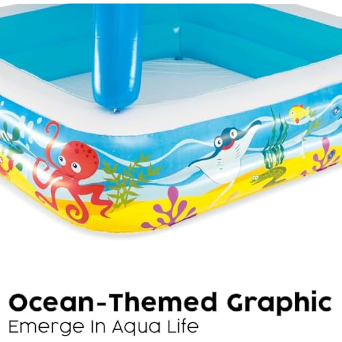 Bestway Inflatable Paddling Pool | Kids, Toddler Outdoor Garden Paddling Pool with Shade, Canopy Baby Pool, Ages 2+, Blue