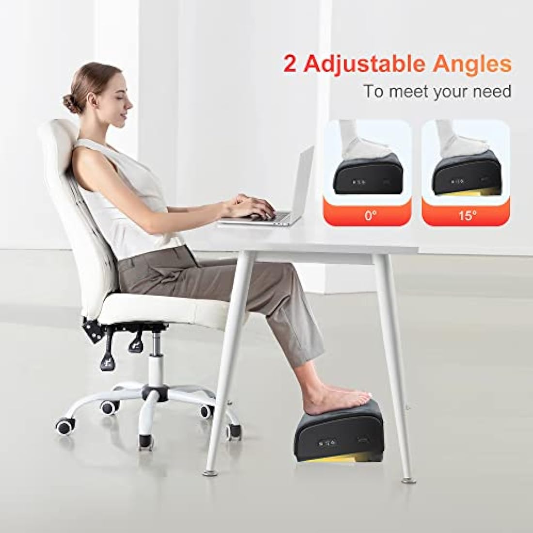 COMFIER Foot Rest with Heat Under Desk for Home Office Use, Foot Warmer, Adujtsable Ergonomic Foot Stand, Gaming Desk Footstool, Memonry Foam Support Cushion for Back, Gifts for Women Men