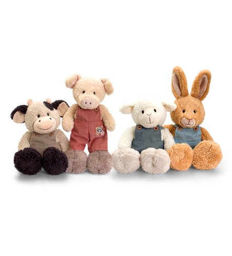 Keel Toys Tumbleweed Farm Animals with Dungarees - Super Cute, Choose Rabbit, Sheep, Cow or Pig