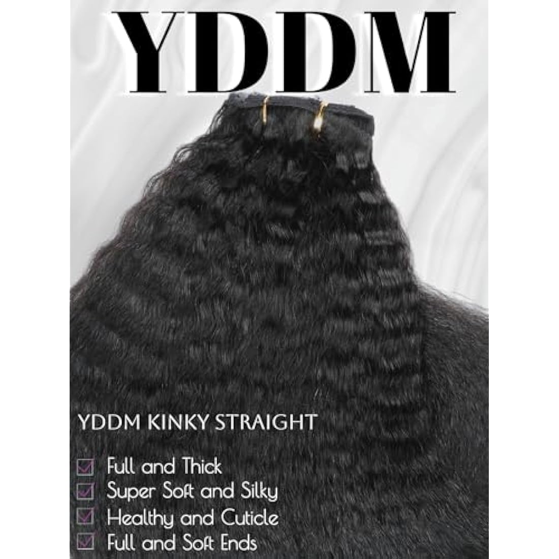 YDDM Kinky Straight Clip ins Human Hair Natural Black Remy Human Hair Extensions Natural Thick Clip in Hair Extensions for Black Women 14 Inch 120g 8pcs 20Clips