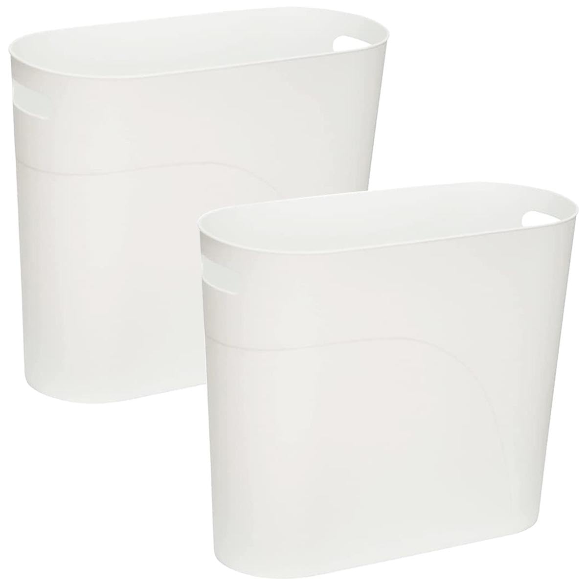 LOSYHU 2 Pack Plastic Trash Can 12L Slim Waste Basket Plastic Bedroom Wastebasket Small Office Bin with Handle Reusable Slim Garbage Container Bin