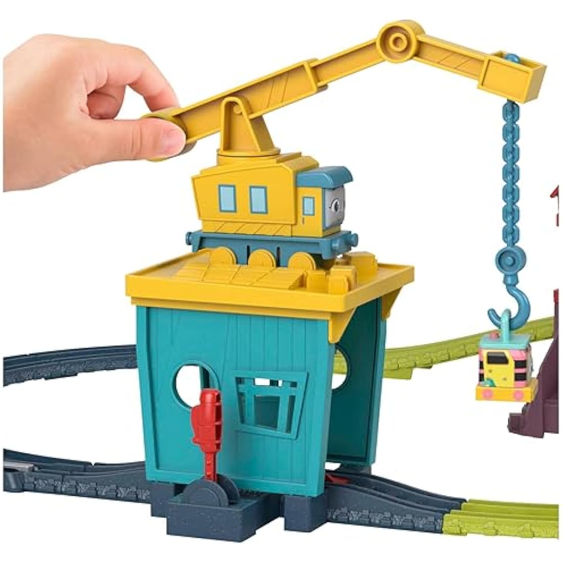 Thomas & Friends Motorized Toy Train Set Fix 'em Up Friends with Carly the Crane & Sandy the Rail Speeder for Preschool Kids Ages 3+ Years, HDY58