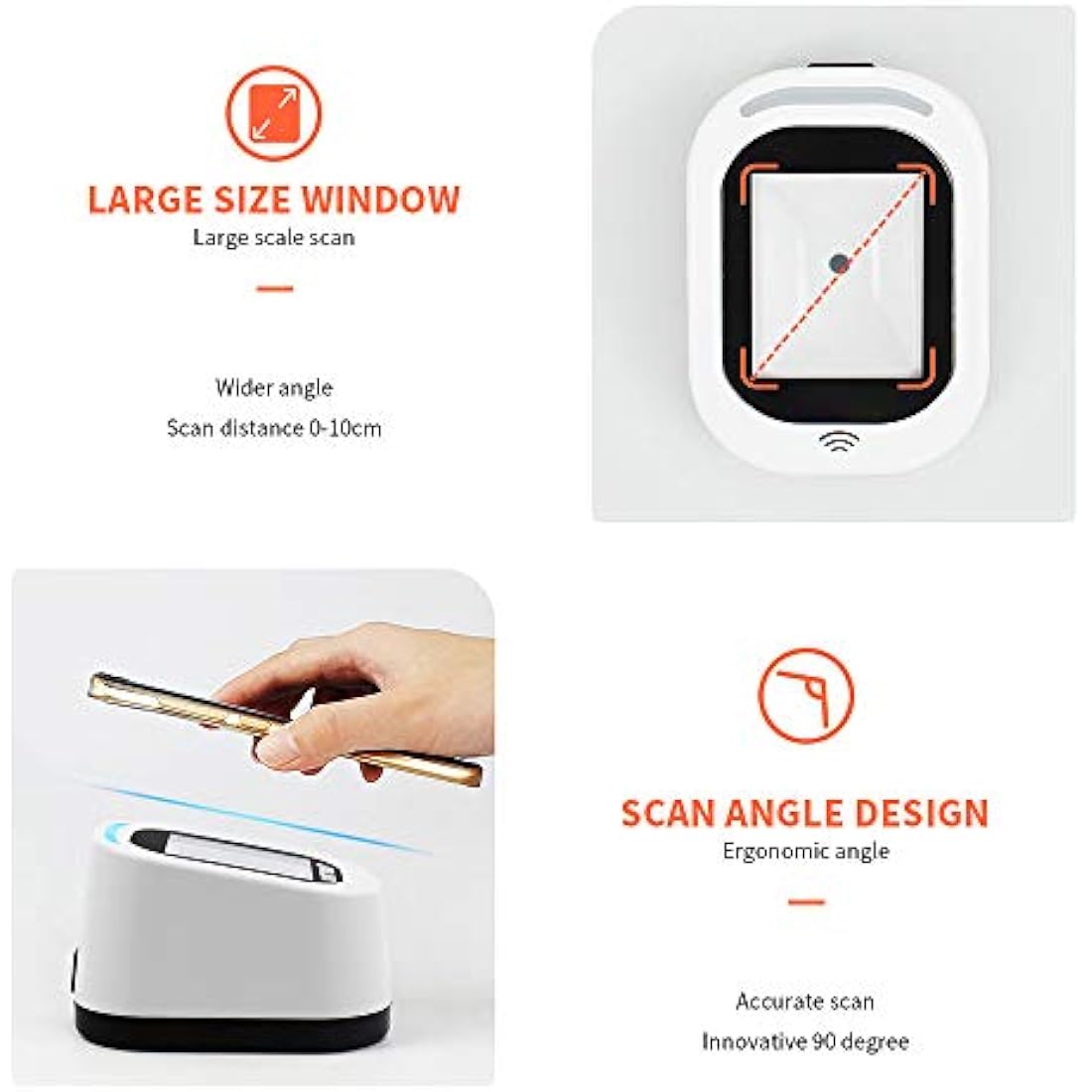Wired Barcode Scanner USB Versatile Code Scanning QR Code 1D&2D Reader for Supermarkets/Stores