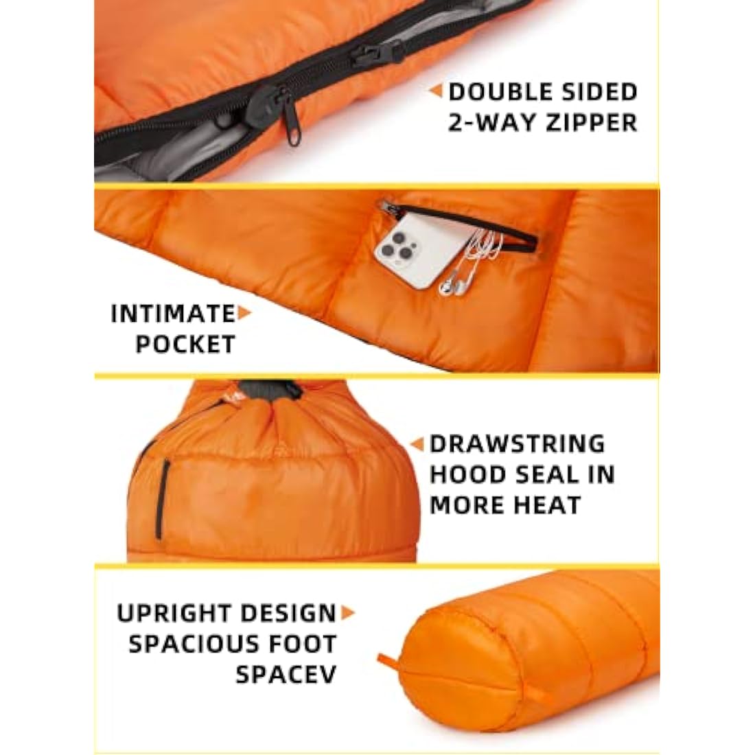 Bessport Sleeping Bag, 4 Seasons 0°C Sleeping Bag, Small Pack Size & Ultralight Outdoor Sleeping Bag, Mummy Sleeping Bag for Camping, Travel, Outdoor and Tent