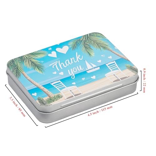 LJY Thank You Pattern Hinged Metal Tins, 12 Pack, 4.5 x 3.3 x 0.9 in