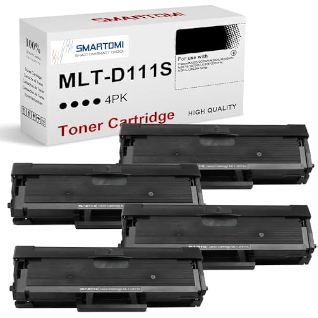 SMARTOMI D111S D111L Compatible Toner Cartridge Replacement for Samsung MLT-D111S MLTD111S for Xpress M2026W M2026 M2070W M2070 M2020 M2020W M2022W M2022 M2070FW M2070F M2078W M2078 (Black, 4 Pack)