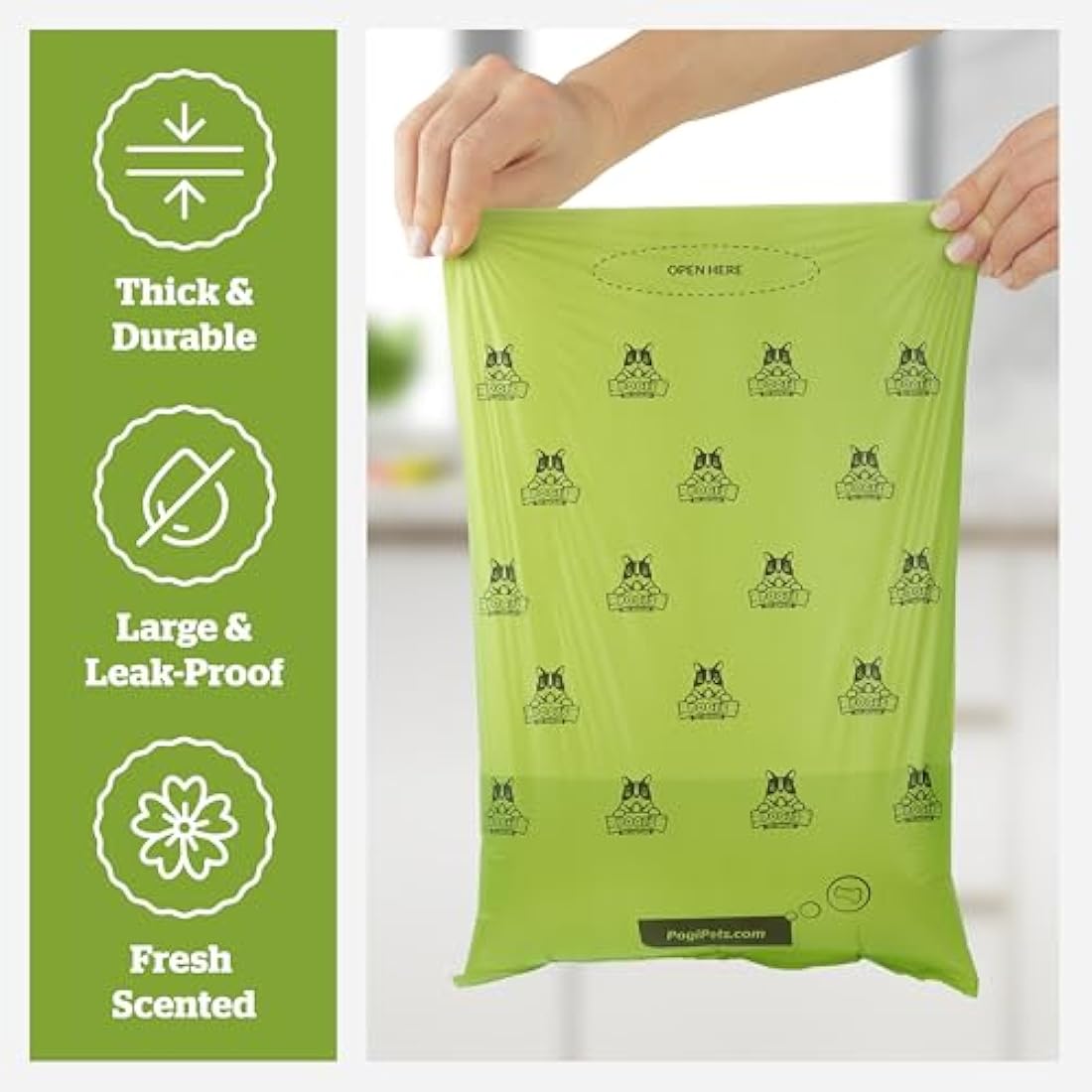 Pogi’s Dog Poo Bags – 750 Bags (50 Rolls) with 2 Dispensers – Biodegradable, Leak-Proof, Extra Strong
