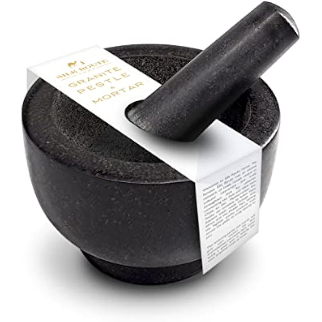 Silk Route Home Granite Pestle & Mortar with Base, Kitchen Tool for Muddling & Grinding Spices, Herbs, Nuts & More