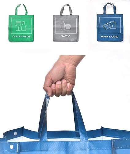 NYS CLOUD - Reusable Recycling Bin Bags, 3-Pack Indoor and Outdoor Separate Waste Sorting Organizer, Waterproof Recycle Bins for Kitchen Home Office