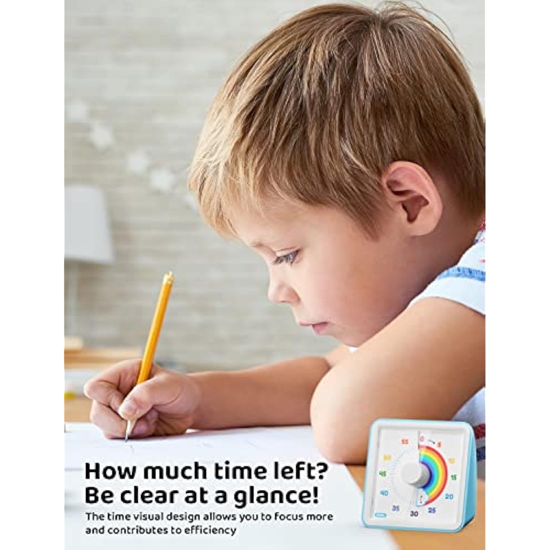 LIORQUE Visual Timer for Kids, 60 Minute Visual Countdown Timer for Classroom Teaching Cooking, Kids Time Management Tools with Silent Operation & Rainbow Pattern Design