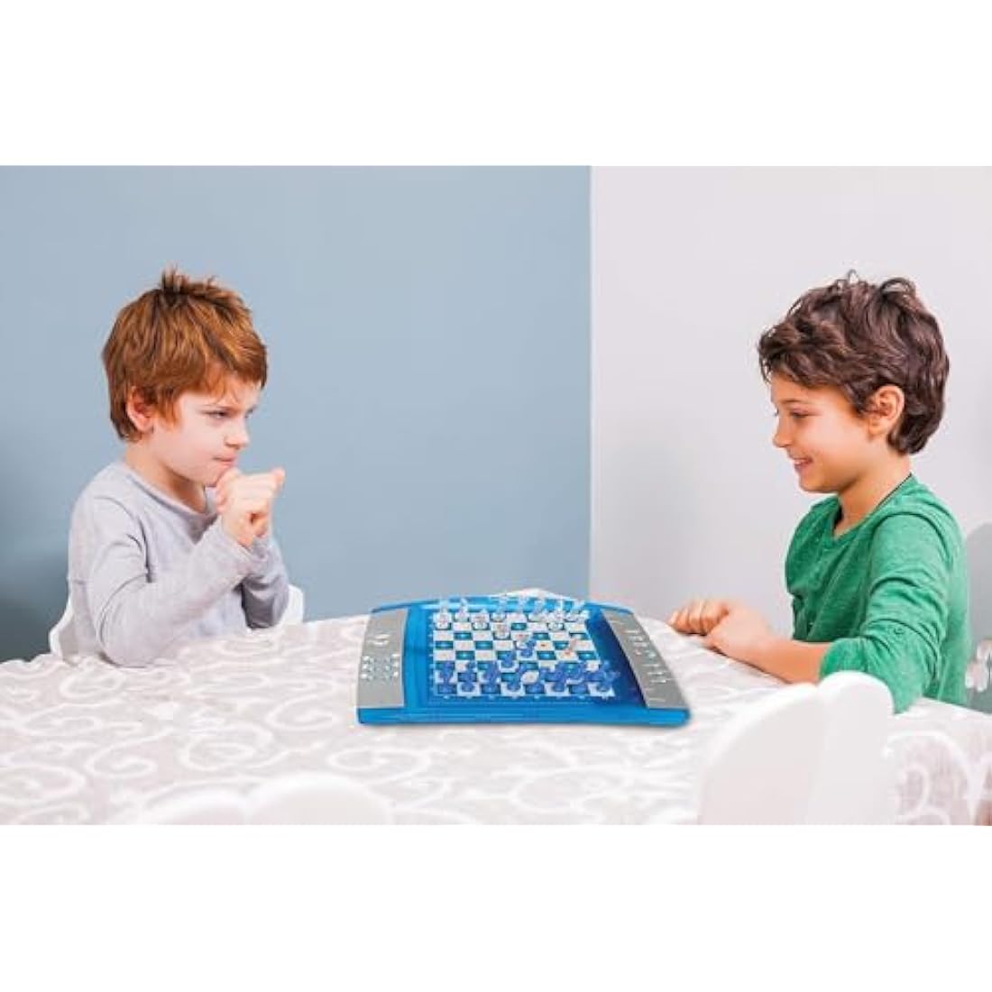 Lexibook, ChessLight, Electronic Chess Game with Touch, Sensitive Keyboard and Light and Sound Effects, 32 Pieces, 64 Levels of Difficulty, Battery, Blue/Grey, LCG3000