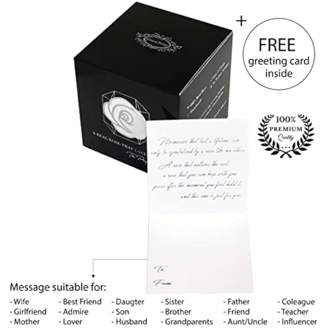 Eternal Petals A 100% Real Rose That Lasts Years, Handmade in London, Flowers Delivery Next Day Prime UK – White Gold Solo (Deep Red)