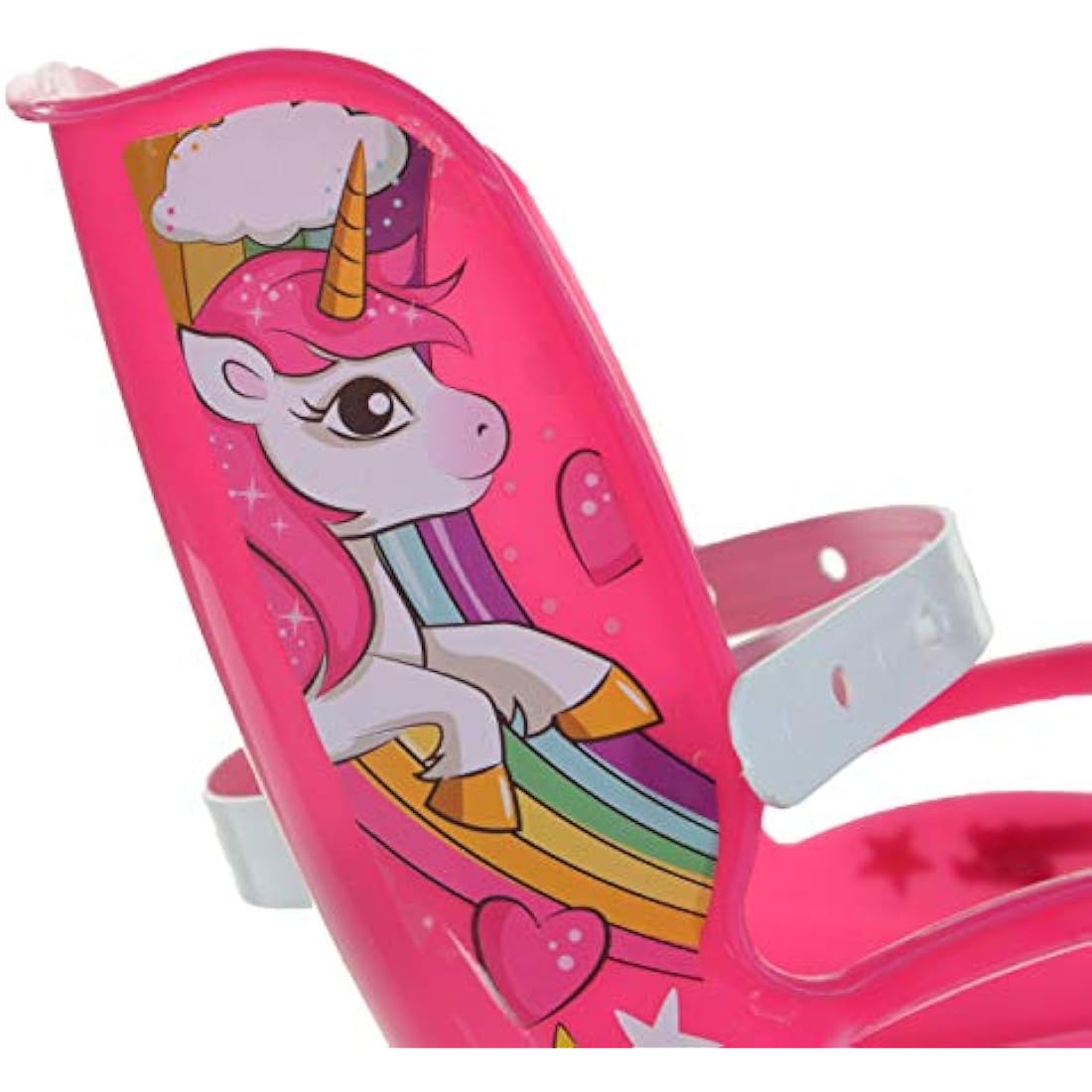 Dino Bikes Unicorn Kids Bike 16-inches, Girls, White/Pink with Doll Seat, Basket and Stabilisers