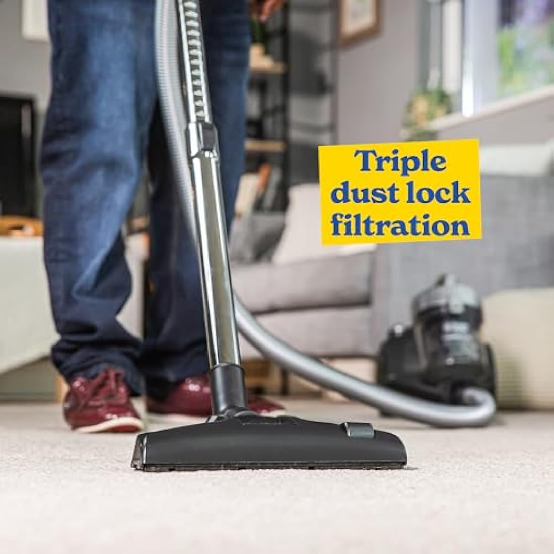 Russell Hobbs Cylinder Vacuum Cleaner COMPACT XS 1.5 Litre Grey & Silver with 3 in 1 Multi-Tool, Triple Filtration 700W Ultra Compact, 2 Year Guarantee RHCV1611