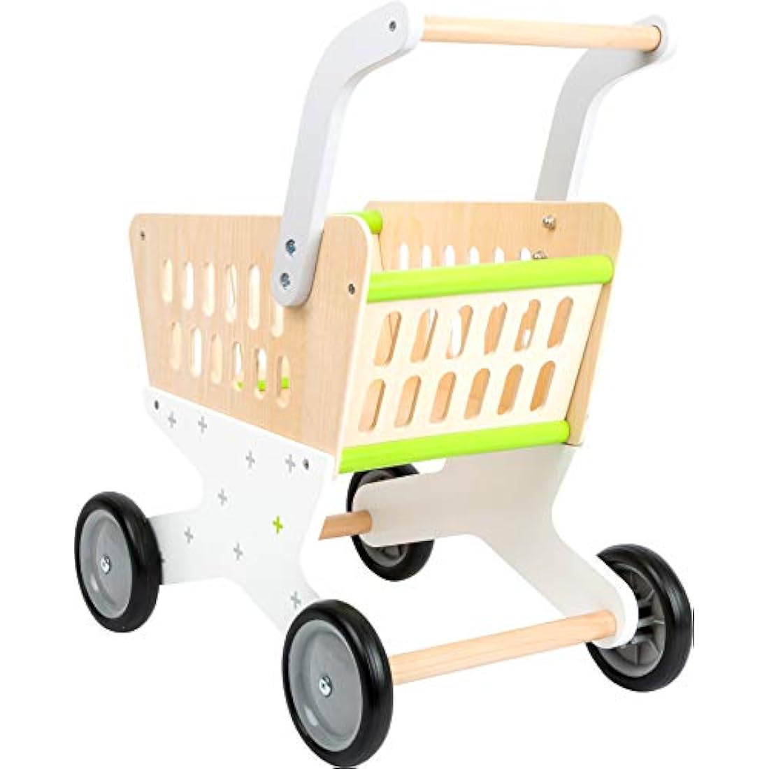 small foot 11161 Wooden shopping trolley, accessory for shop and role play, from 3 years old
